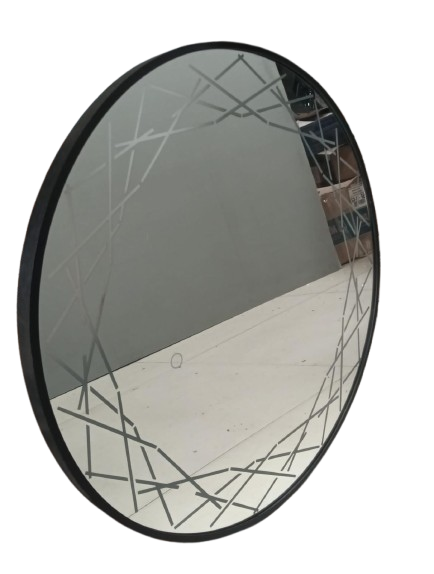 ESPEJO REDONDO LED CRUZADAS 60CM NEGRO 